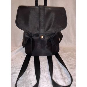 Black Nylon Double Pocket Backpack
